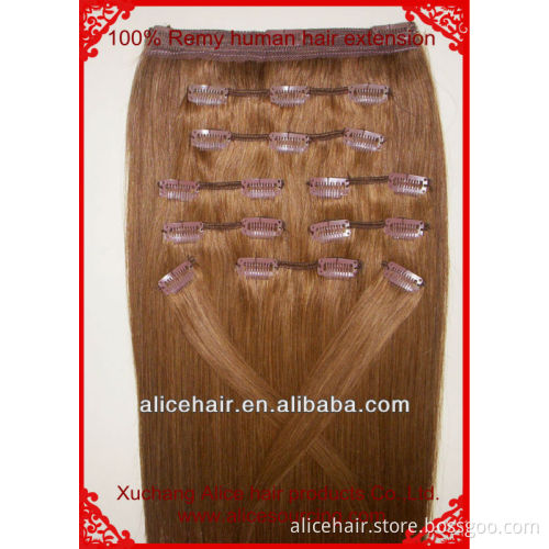 Best quality indian remy 120g clip in humanhair extension